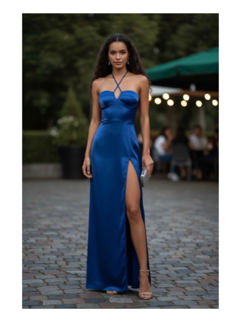 Women's Amanda Uprichard Blue Silk Maxi Dress Size S